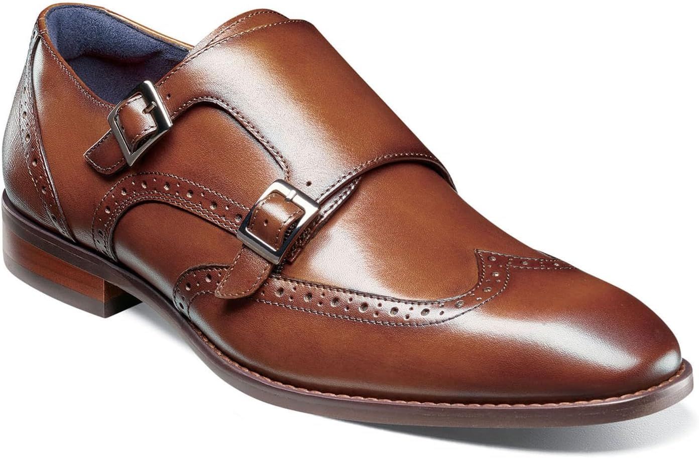 Cognac Genuine Leather Double Monk Strap Formal Shoes