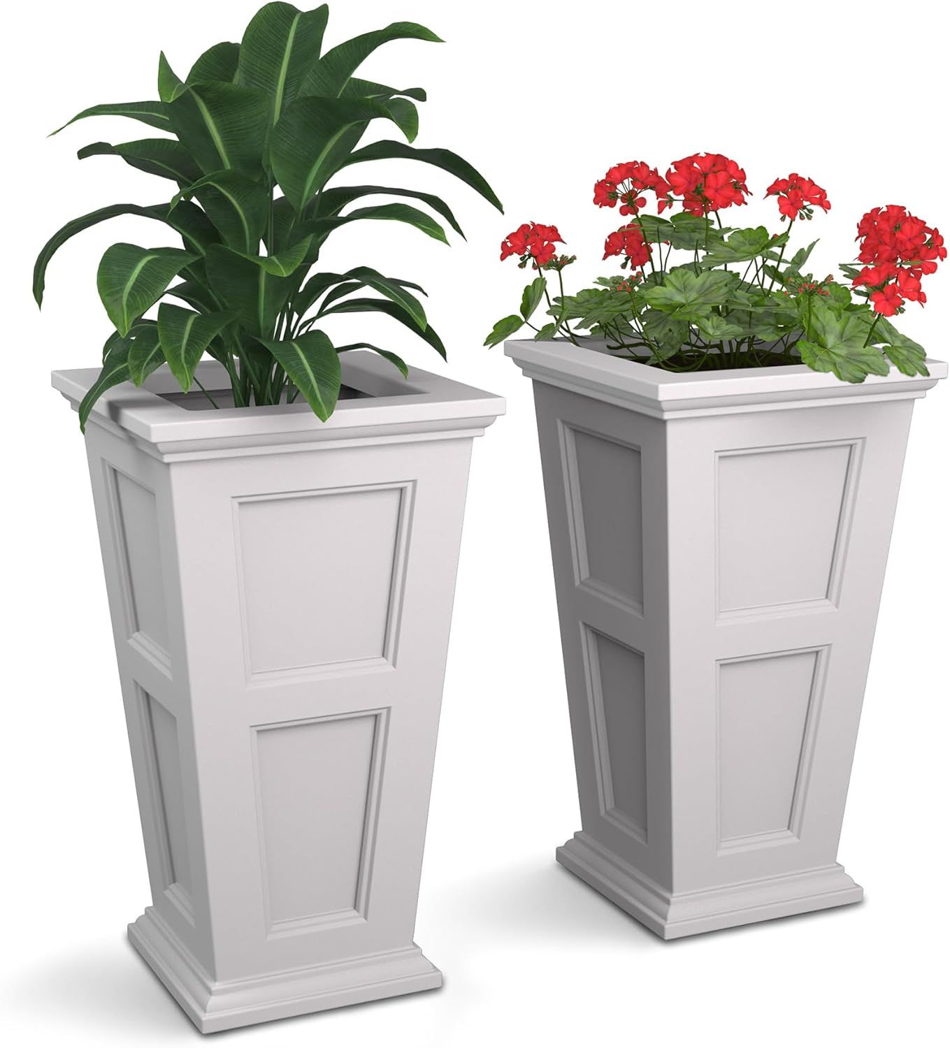 Fairfield White Tall Square Polyethylene Outdoor Planter Set