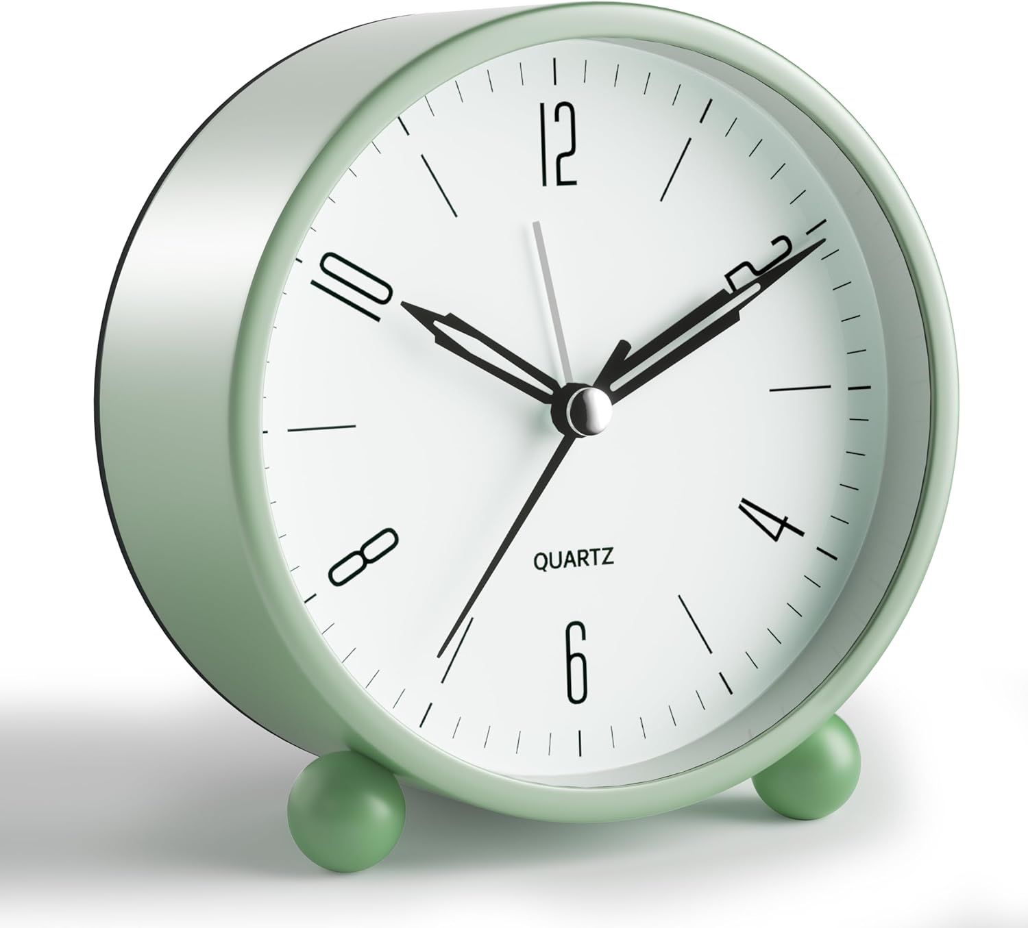 Green Minimalist Analog Alarm Clock with Night Light