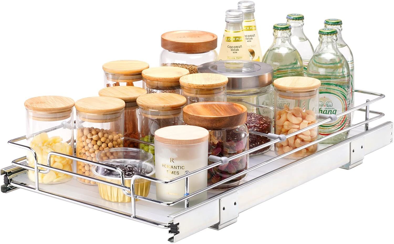 Chrome-Plated Steel Pull Out Cabinet Organizer, 11" x 21"