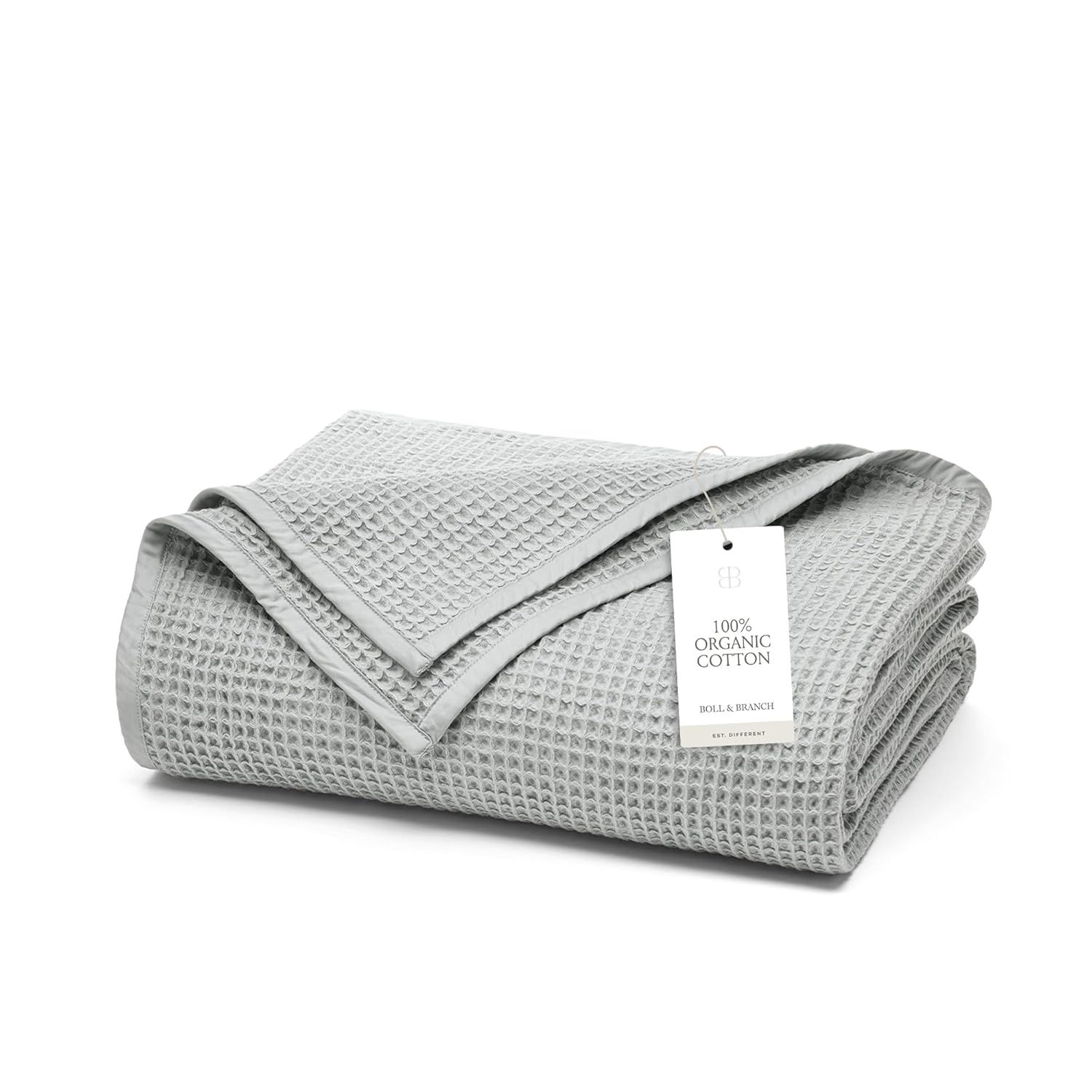 Luxurious Minimalist Gray Organic Cotton Waffle Queen/Full Blanket