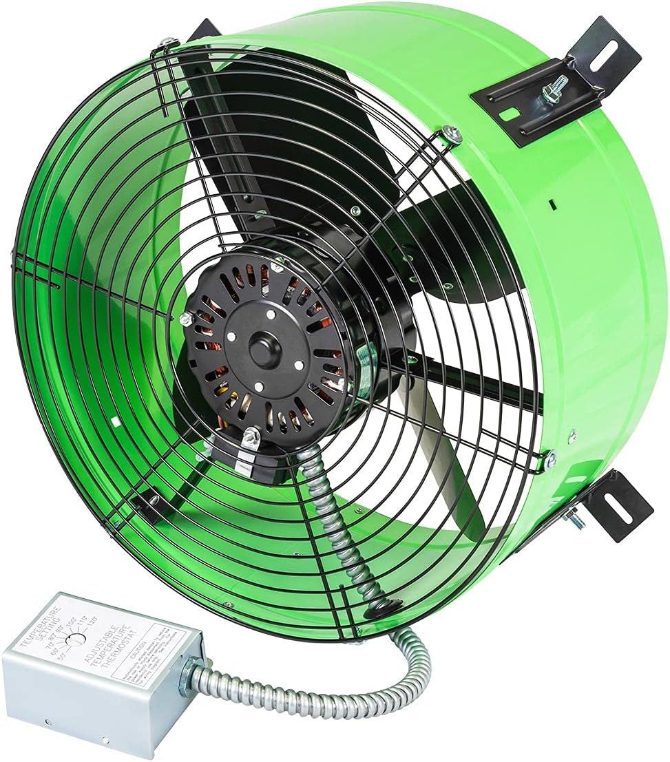 Green Galvanized Steel 15-Inch Gable Mount Attic Fan