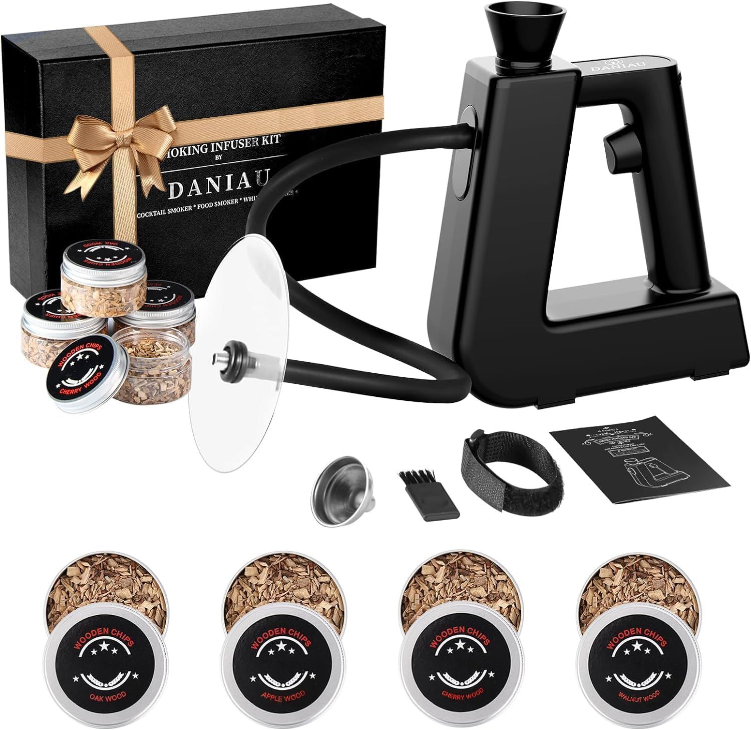 Black Electric Handheld Cocktail Smoker Kit with Wood Chips