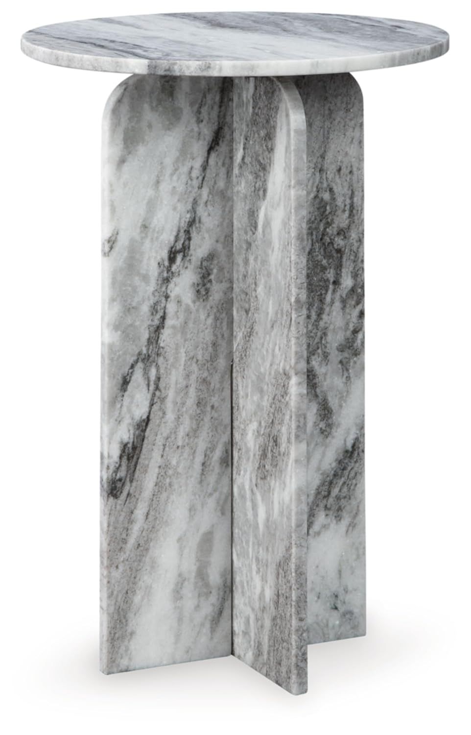Gray Marble Round Contemporary Accent Table