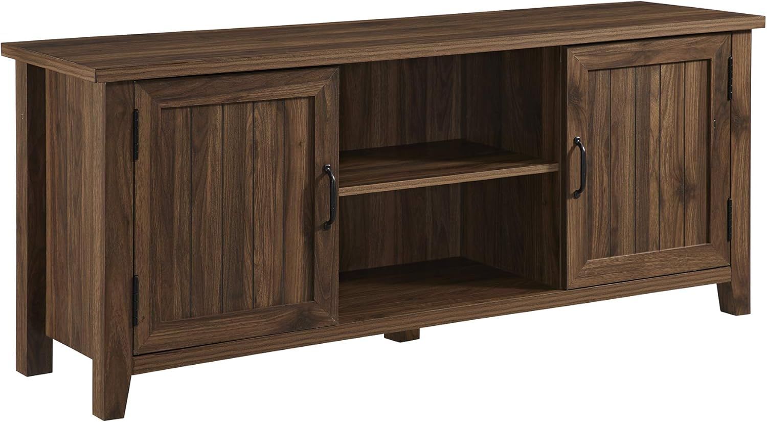Dark Walnut 58" TV Stand with Cabinet and Storage