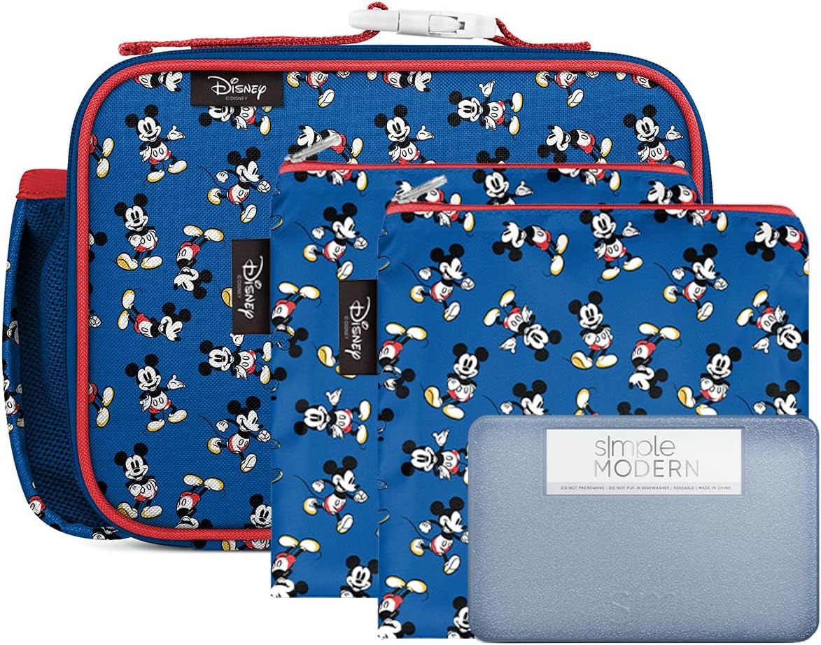 Blue Mickey Mouse Retro Kids Lunch Set with Insulated Bag and Snack Containers