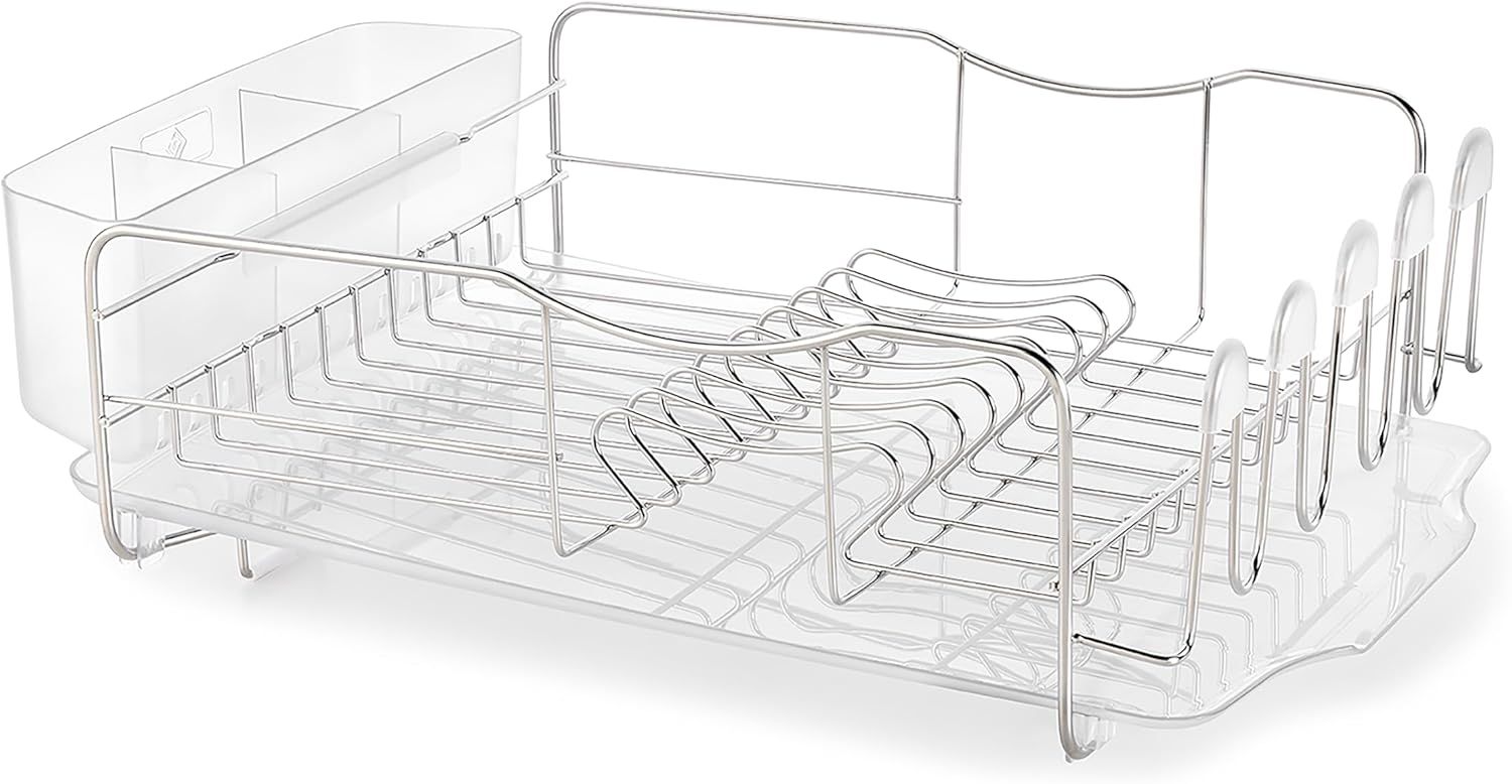 Stainless Steel and Plastic 3-Piece Dish Rack with Utensil Holder