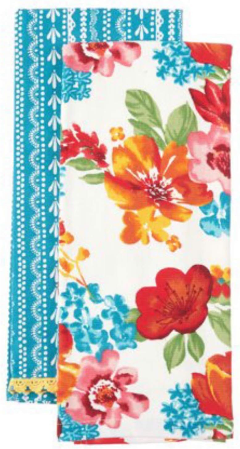 Colorful Floral Cotton Kitchen Towel Set