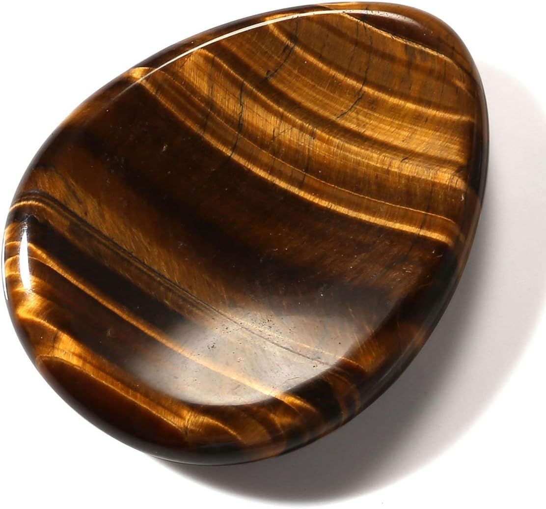 Natural Tiger's Eye Thumb Worry Stone for Anxiety Relief