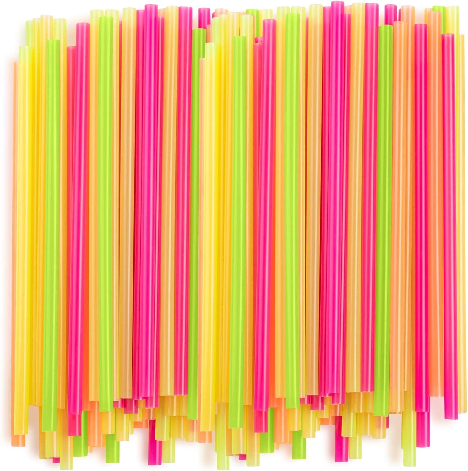 Assorted Color Wide Plastic Smoothie and Boba Straws, 100 Pack