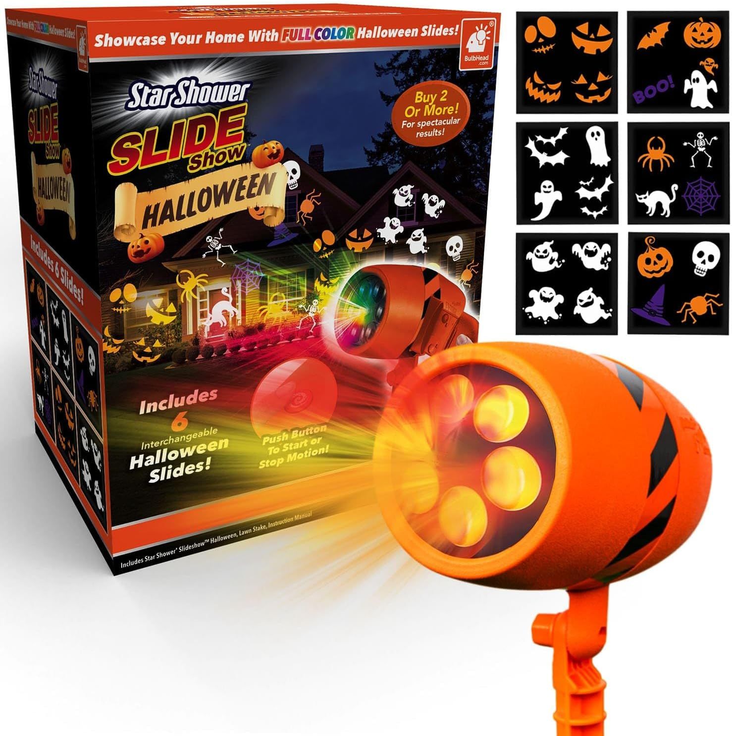 Orange LED Halloween Projector with Multi-Color Slides