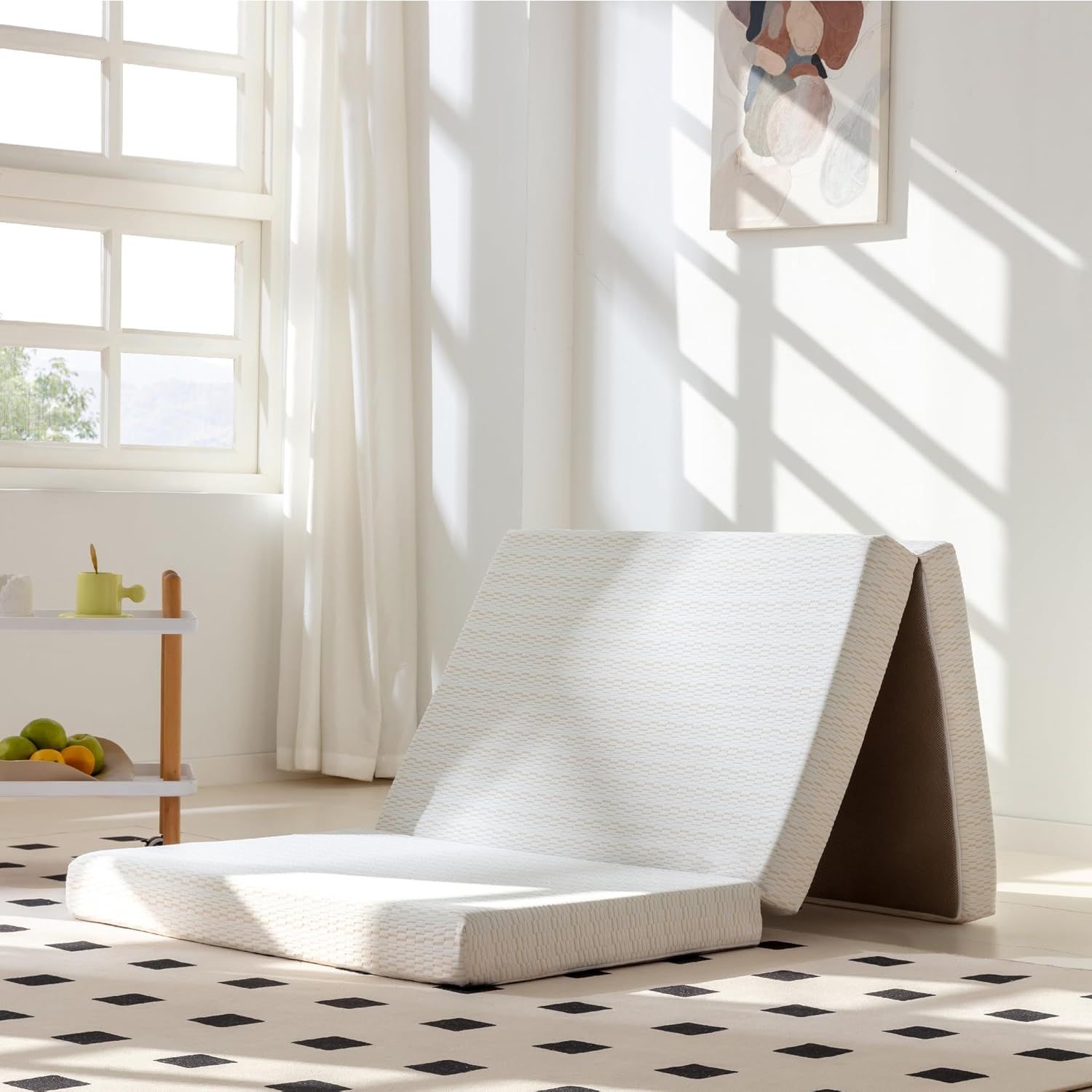 Twin Size White Jacquard Memory Foam Folding Mattress