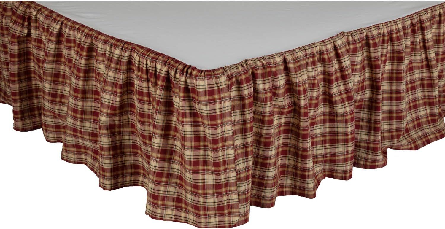 Rustic Plaid Cotton Twin Bed Skirt with Split Corners