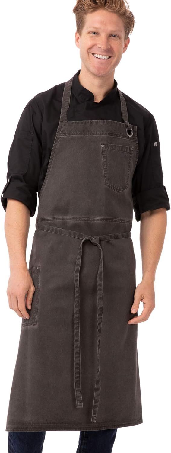 Earth Brown Cotton Adjustable Unisex Chef Bib Apron