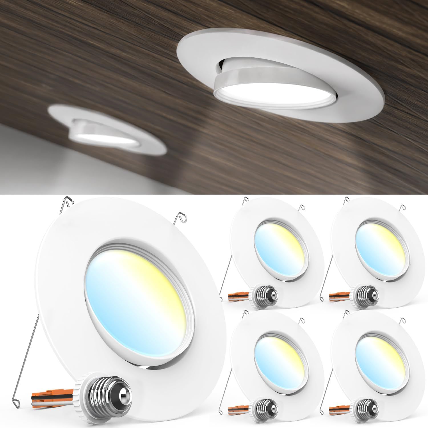 Adjustable Matte White LED Ceiling Downlights with Remote Control