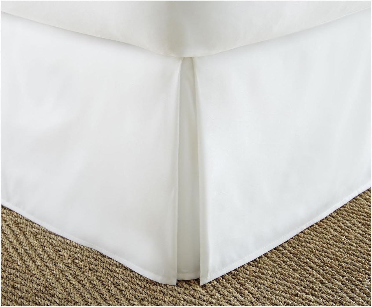 White Pleated Microfiber Queen Bed Skirt with 14-Inch Drop