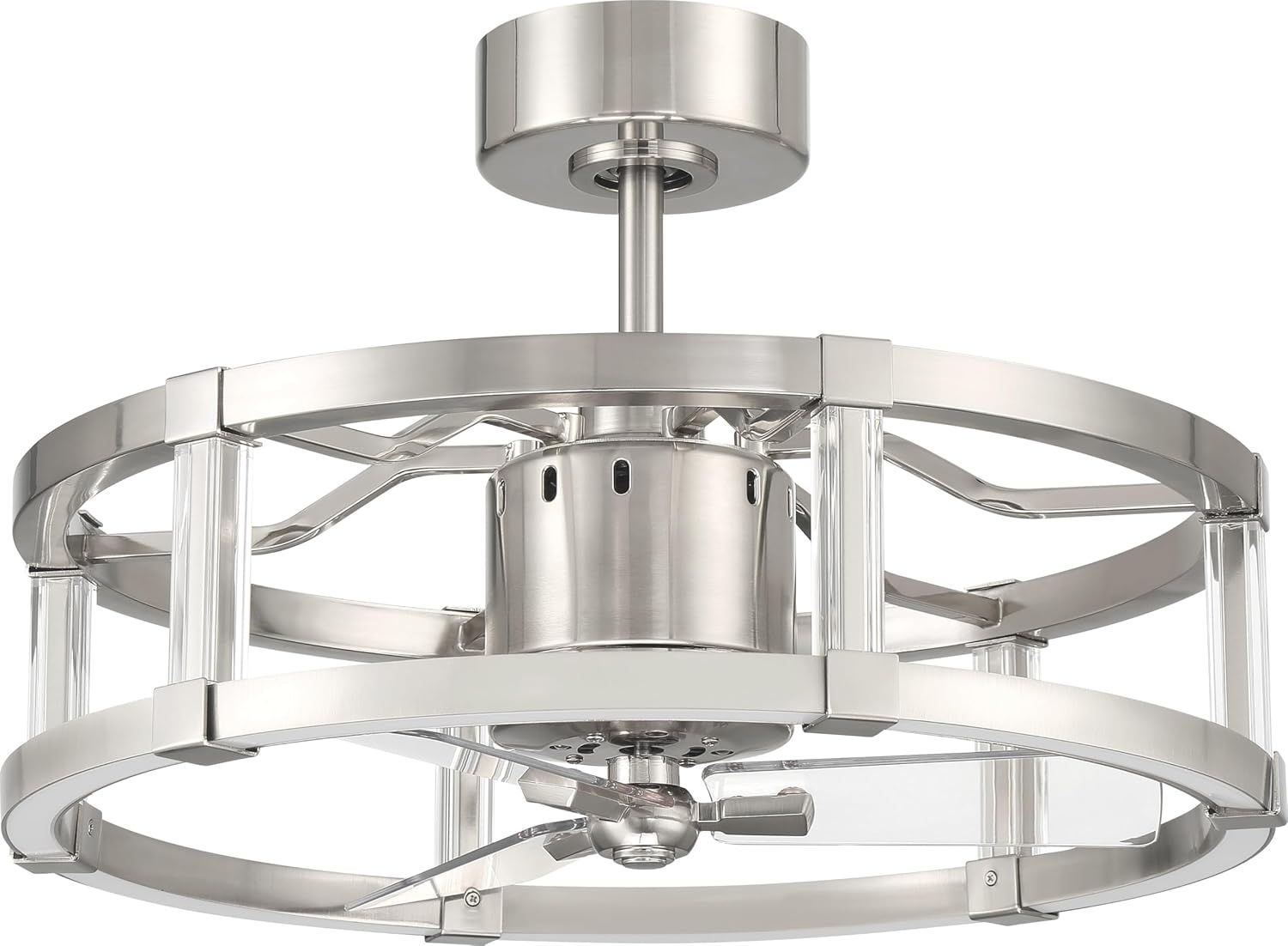 Brushed Polished Nickel 18" Ceiling Fan with LED Lights and Remote