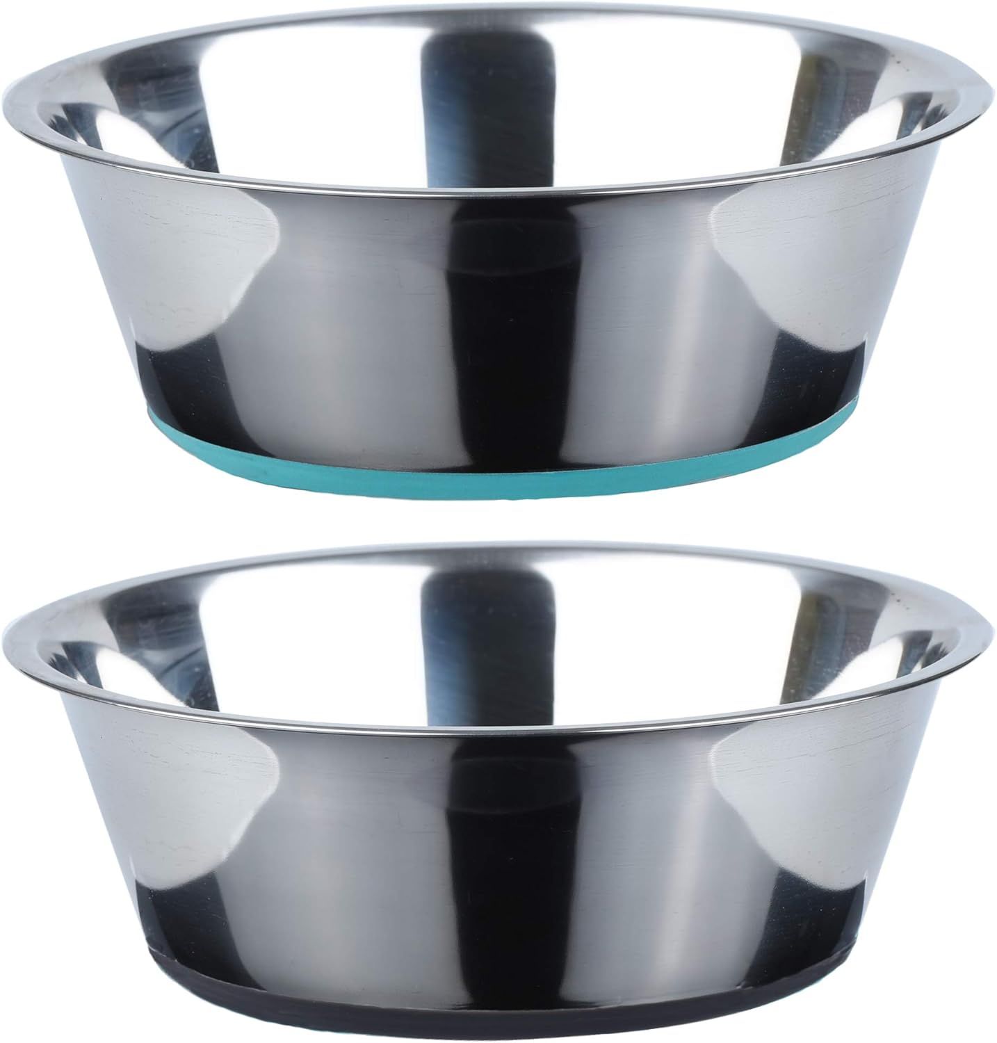 Deep Stainless Steel Anti-Slip Dog Bowls - 2-Pack