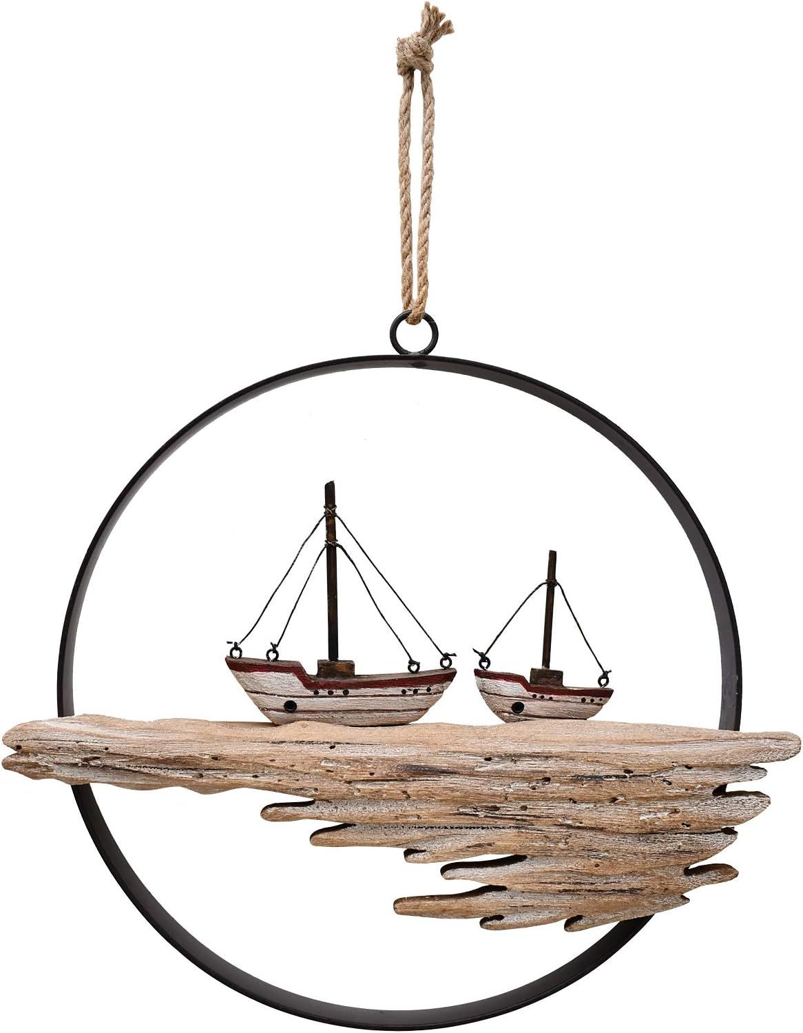 Rustic Wood Nautical Boat Wall Art with Hanging Loop