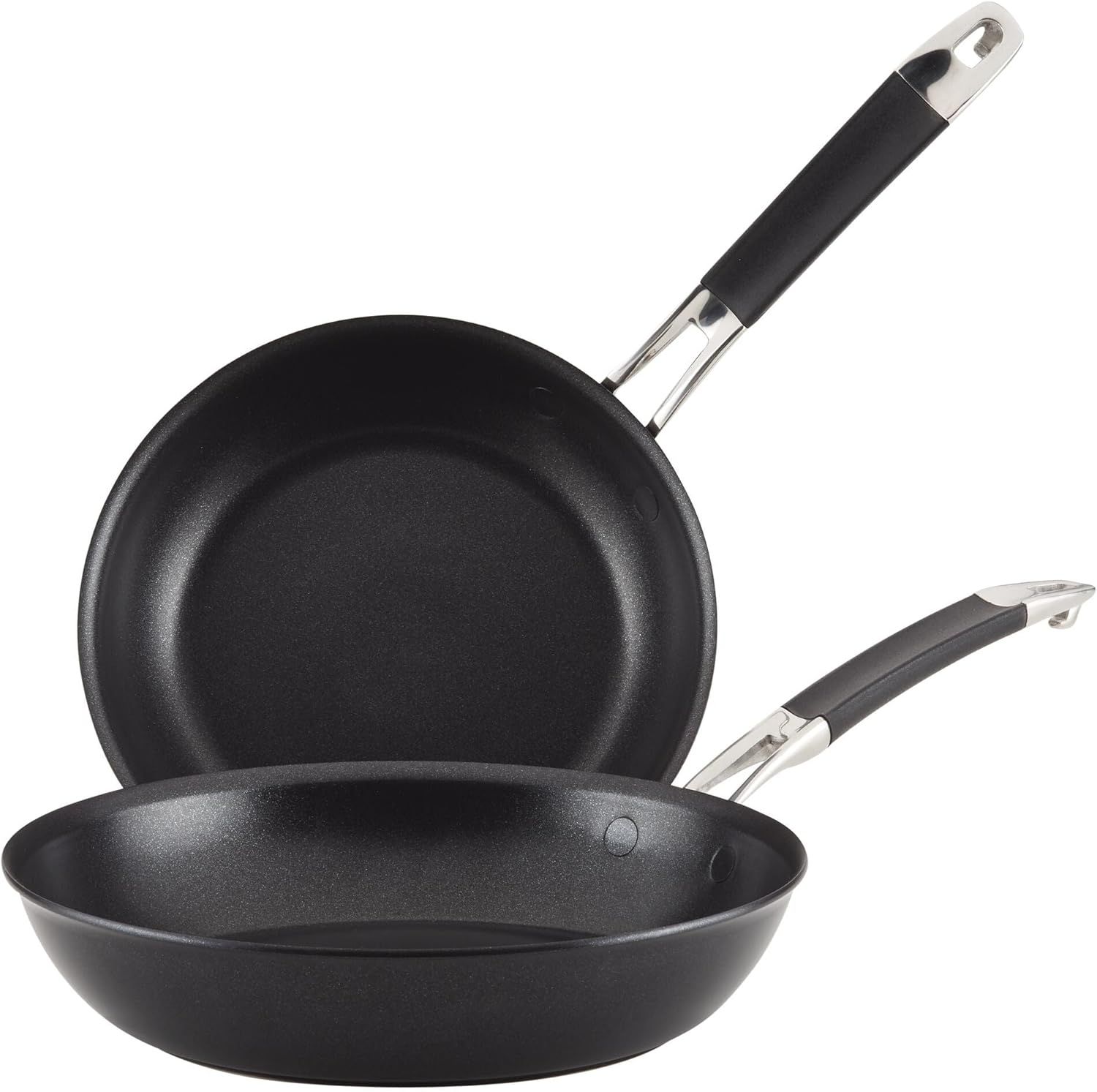 Black Aluminum Nonstick Nesting Frying Pan Set, 2 Piece