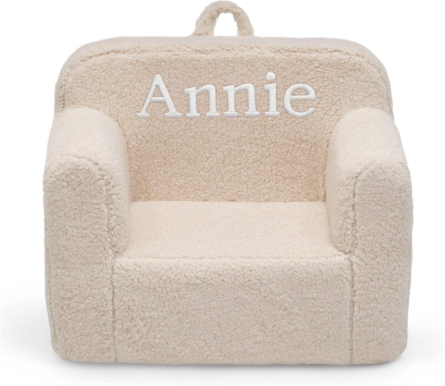 Cream Sherpa Kids Armchair with Personalized Name