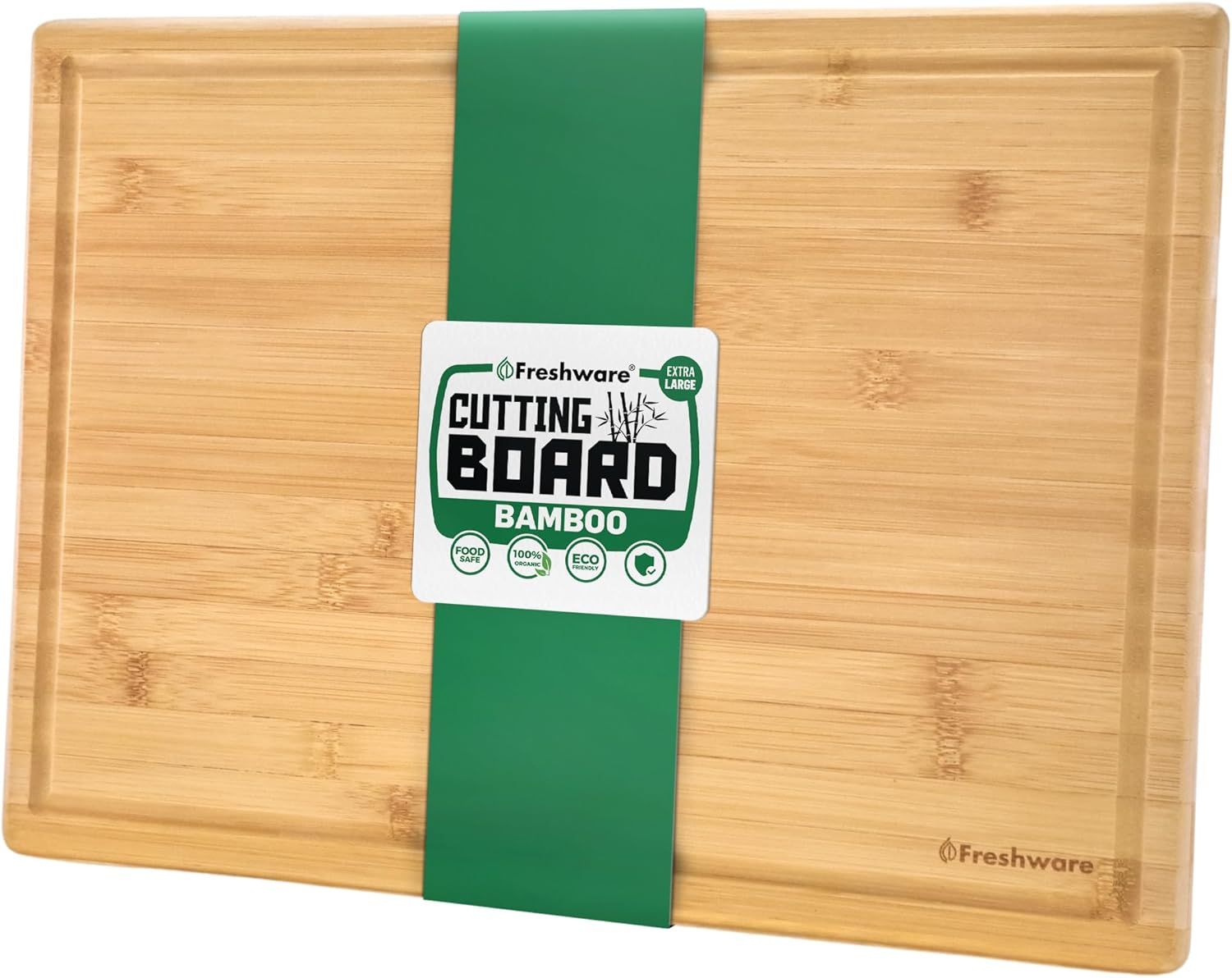 Extra Large Natural Bamboo Rectangular Cutting Board with Juice Groove