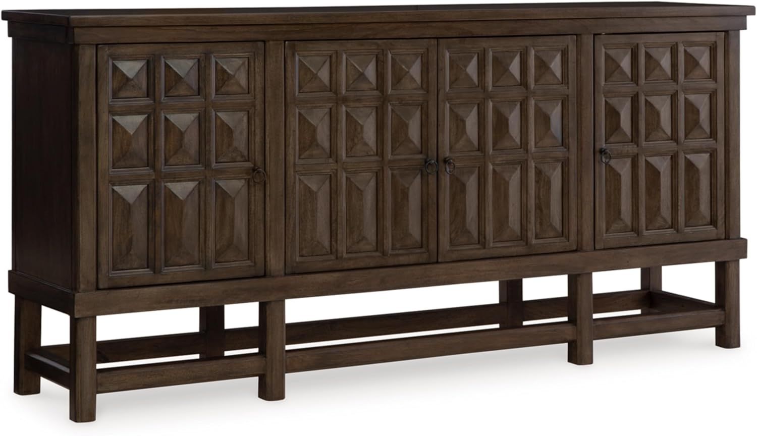 Braunell Dark Brown Mango Wood Accent Cabinet with Carved Doors