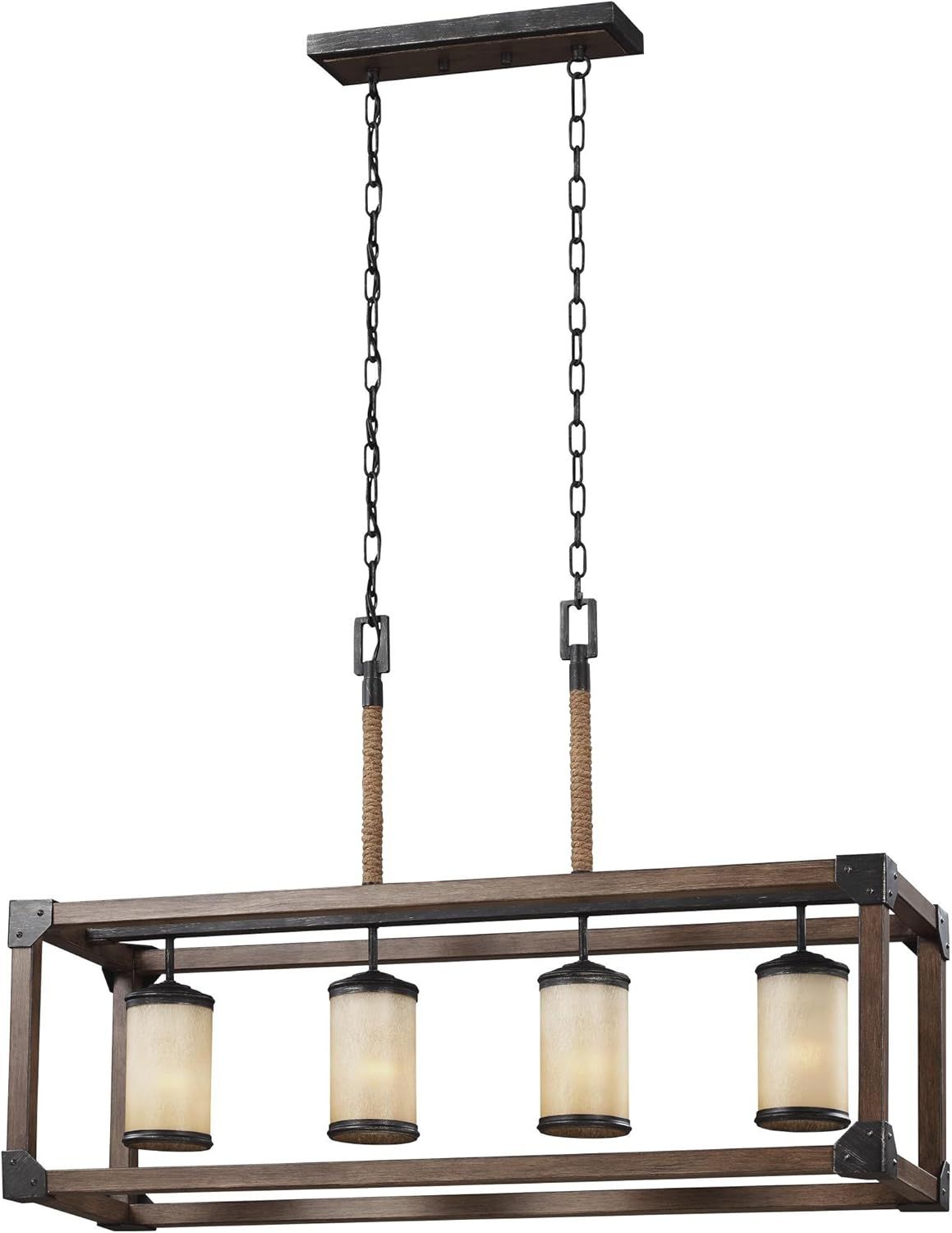 Stardust LED Four-Light Island Pendant with Creme Parchment Glass