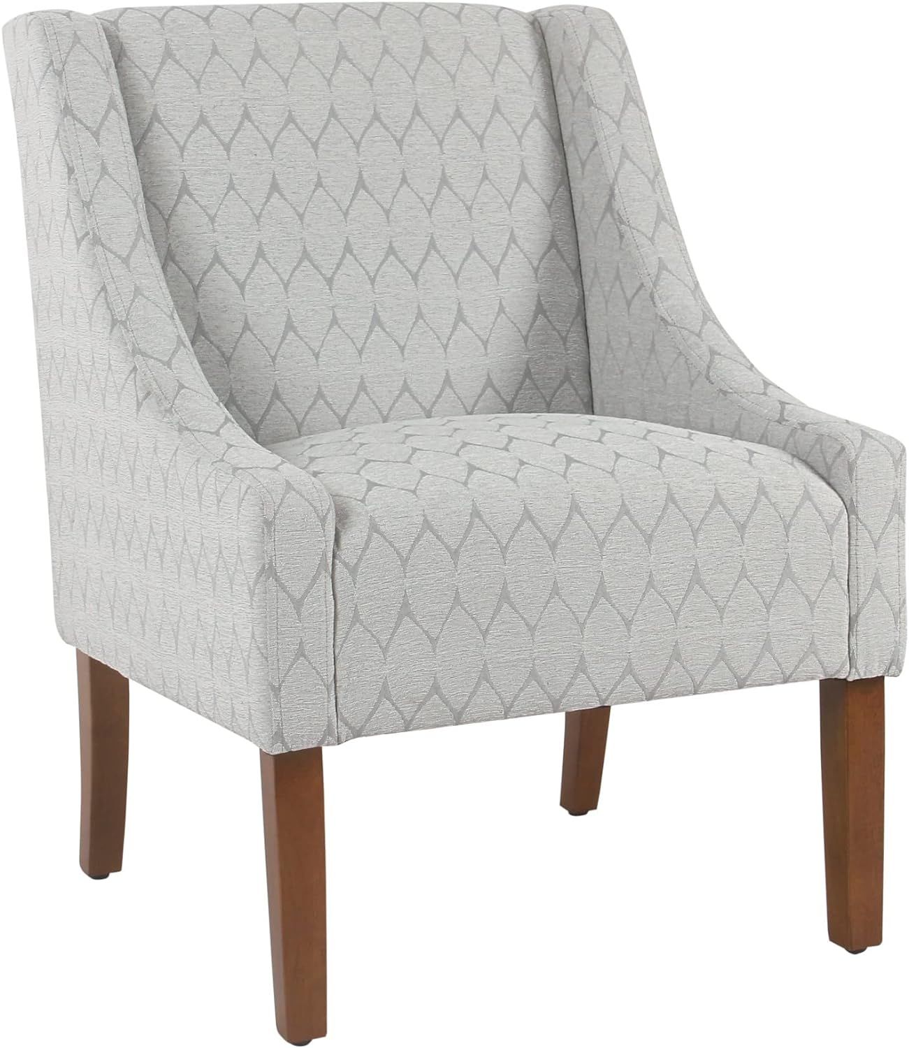 Modern Geometric Swoop Accent Chair in Textured Gray with Wood Legs