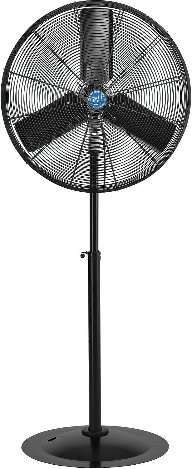 30" Black Industrial Oscillating Pedestal Fan with Adjustable Height