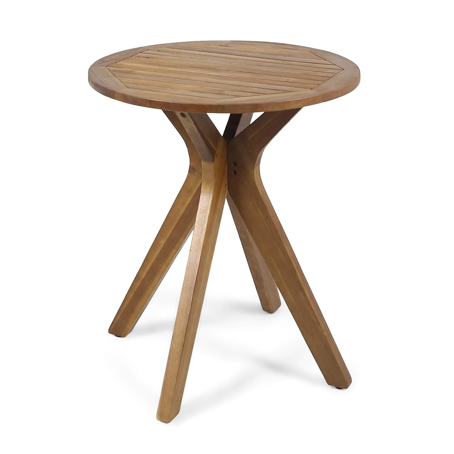 Teak Round Acacia Wood Outdoor Bistro Table with X Legs