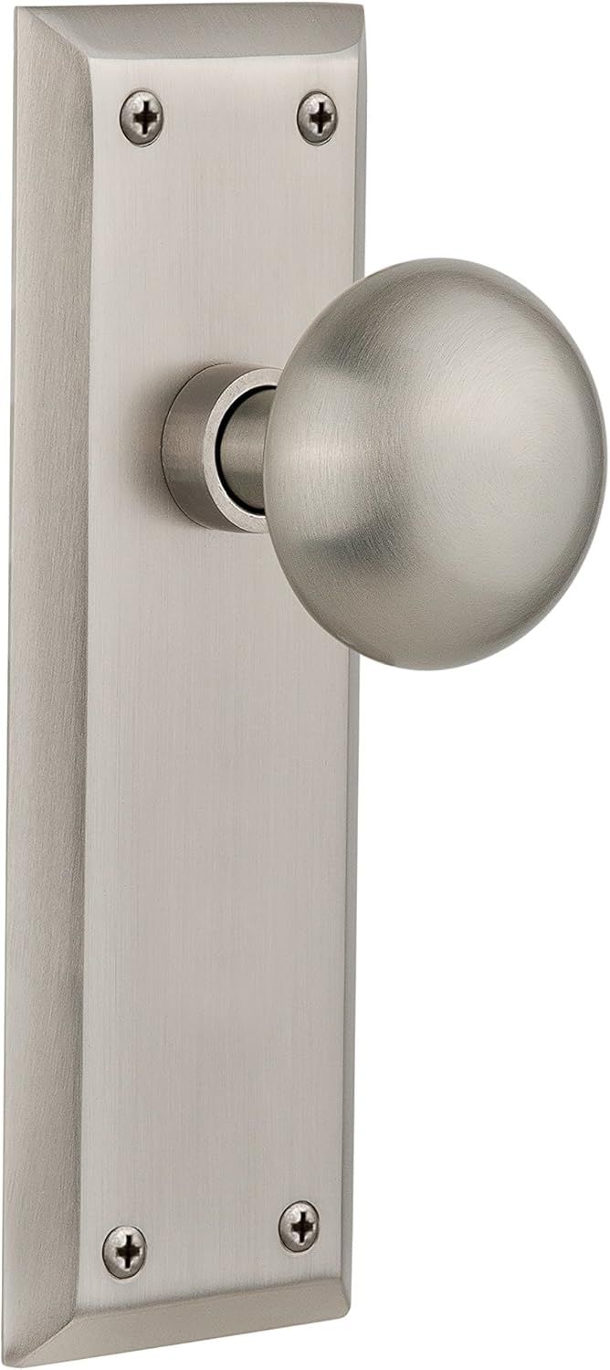 Satin Nickel Solid Brass Universal Door Knob with Plate