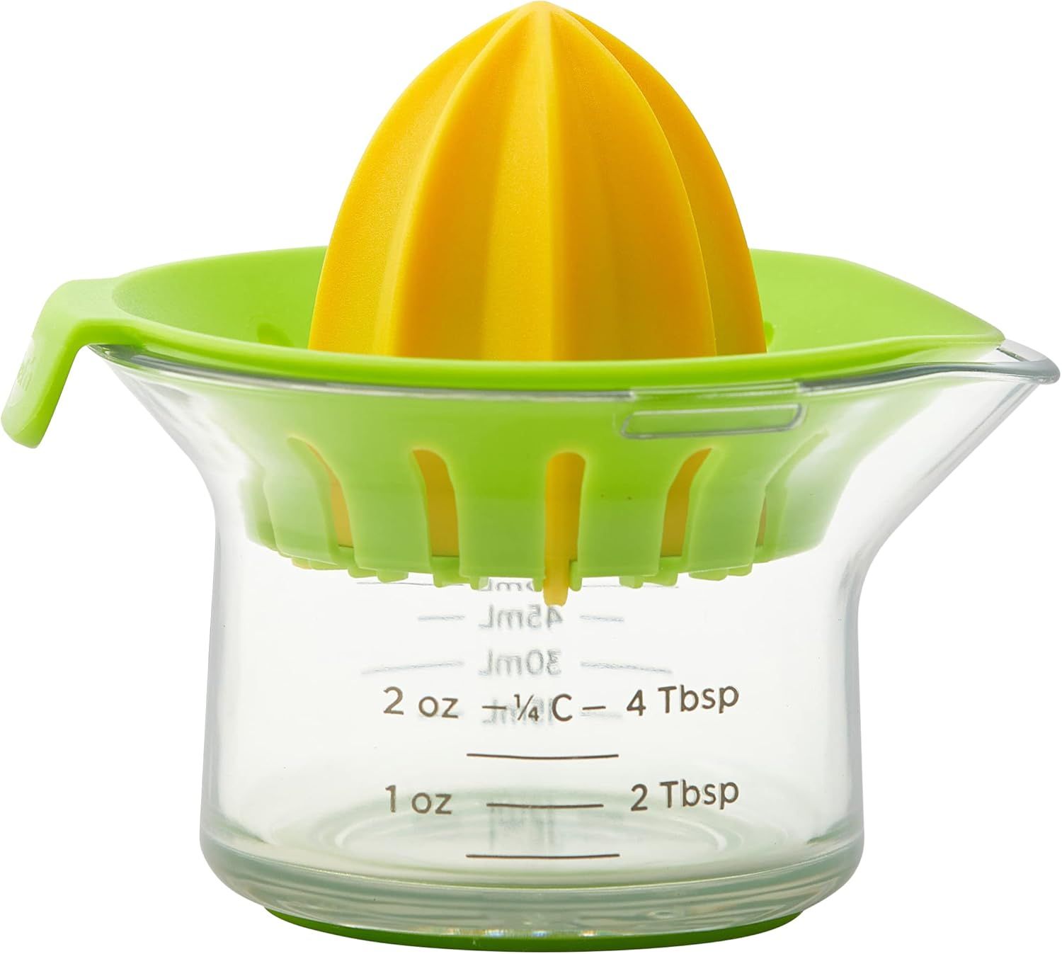 Yellow and Green Manual Citrus Juicer with Measuring Carafe