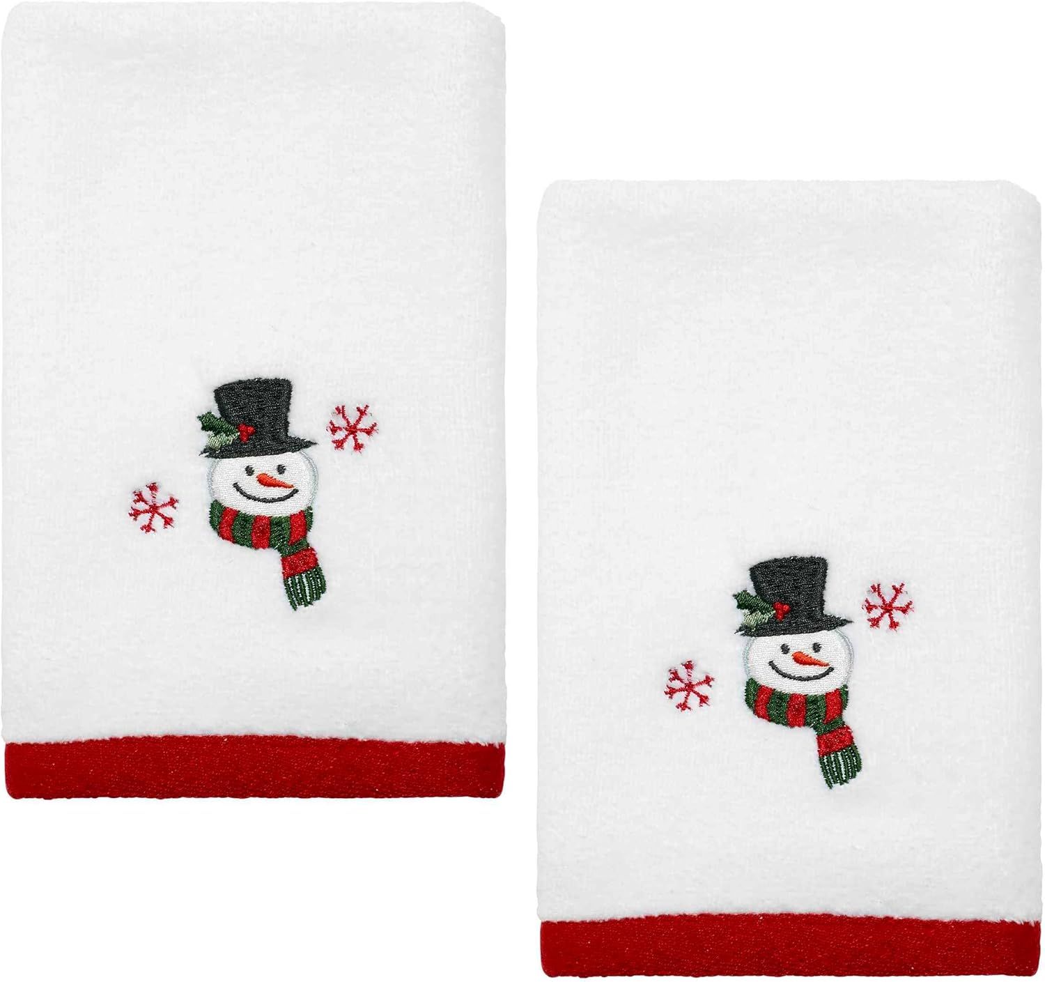 Winter Snowman Cotton Embroidered Fingertip Towels Set