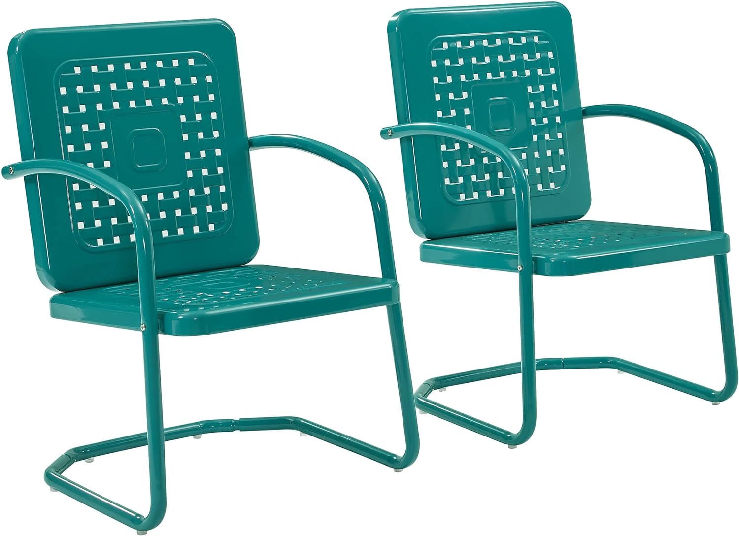 Vintage Turquoise Retro Metal Outdoor Armchair Set