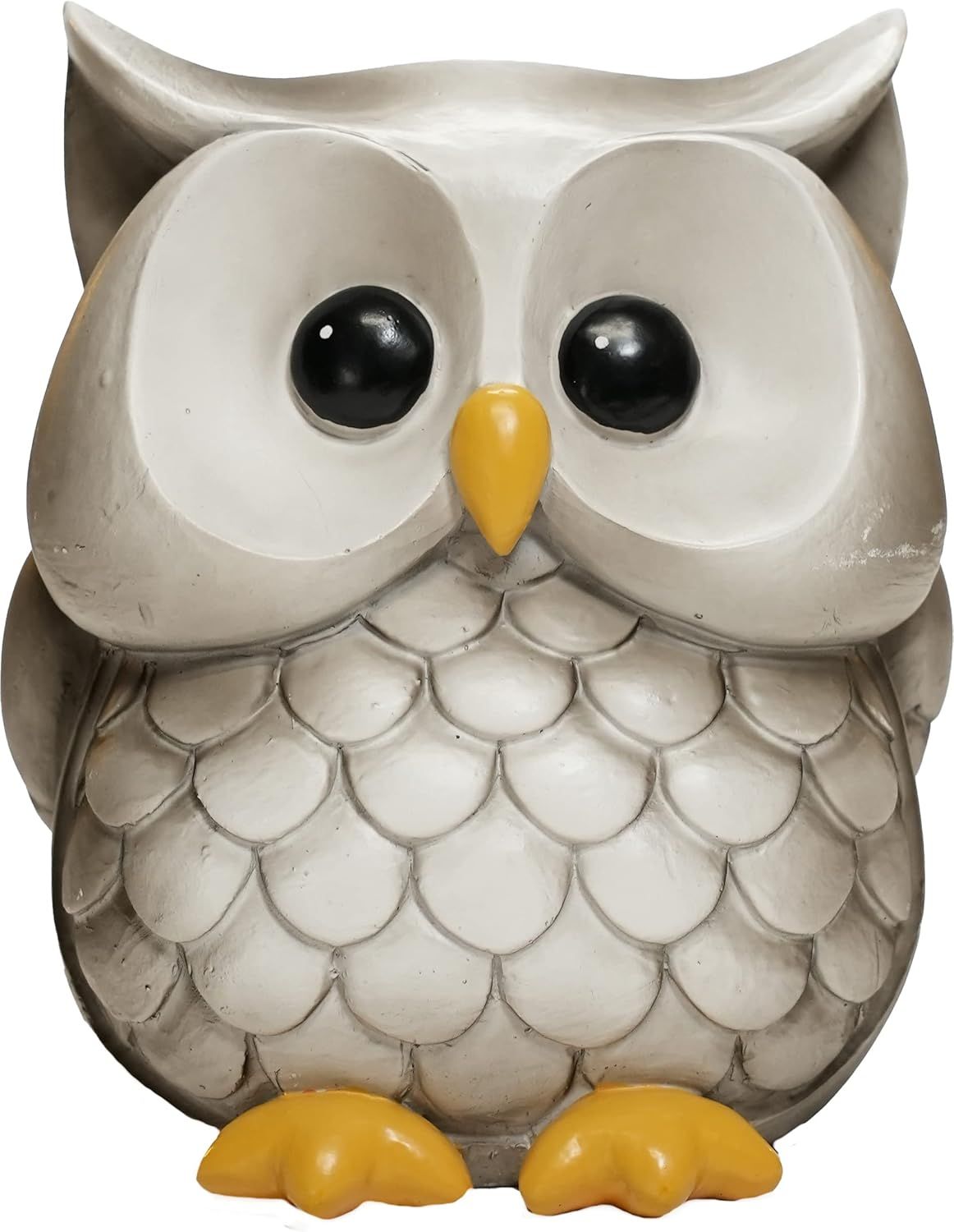 Gray and Yellow Resin Owl Garden Statue