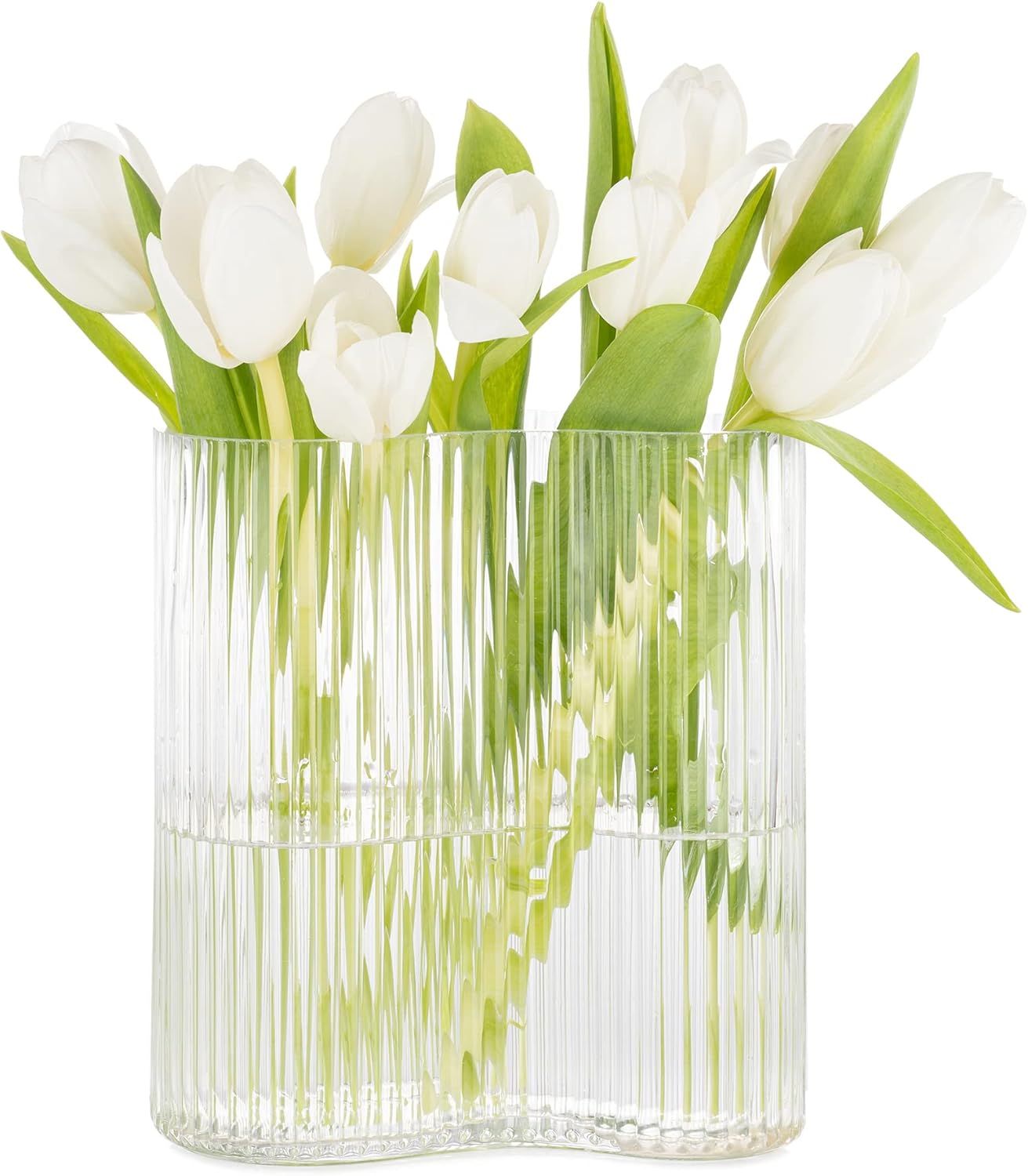 Clear Footprint Shape Glass Vase for Flowers 8.3 Inch