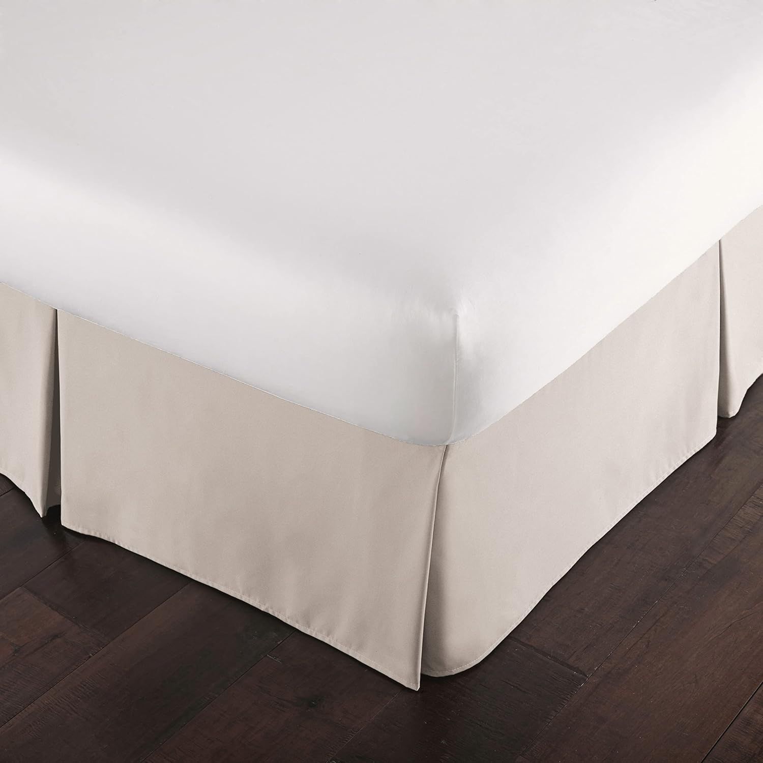 Bone Queen Size Pleated Microfiber Bed Skirt with 15" Drop