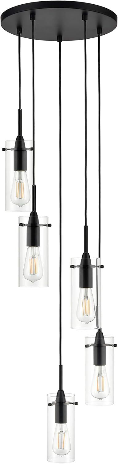 Effimero Black Metal and Glass 5-Light Cluster Pendant