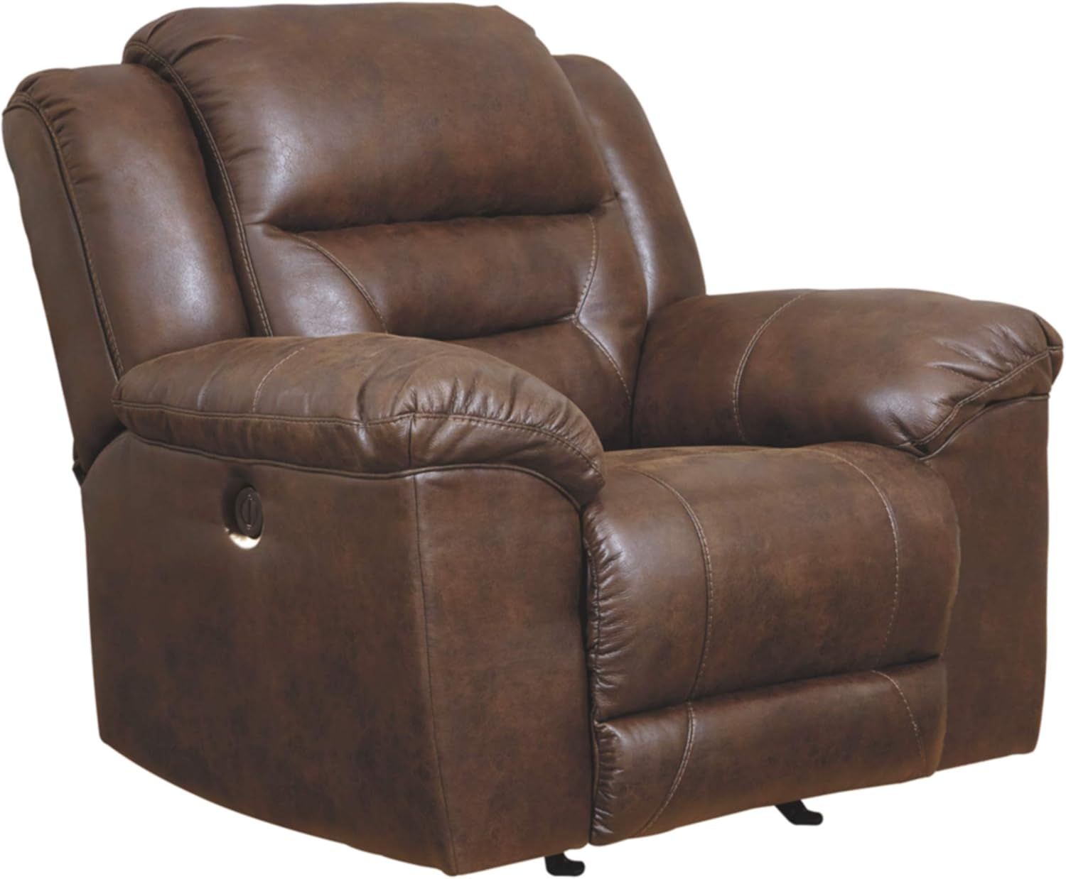 Chocolate Faux Leather Channel Armchair Recliner with Metal Frame