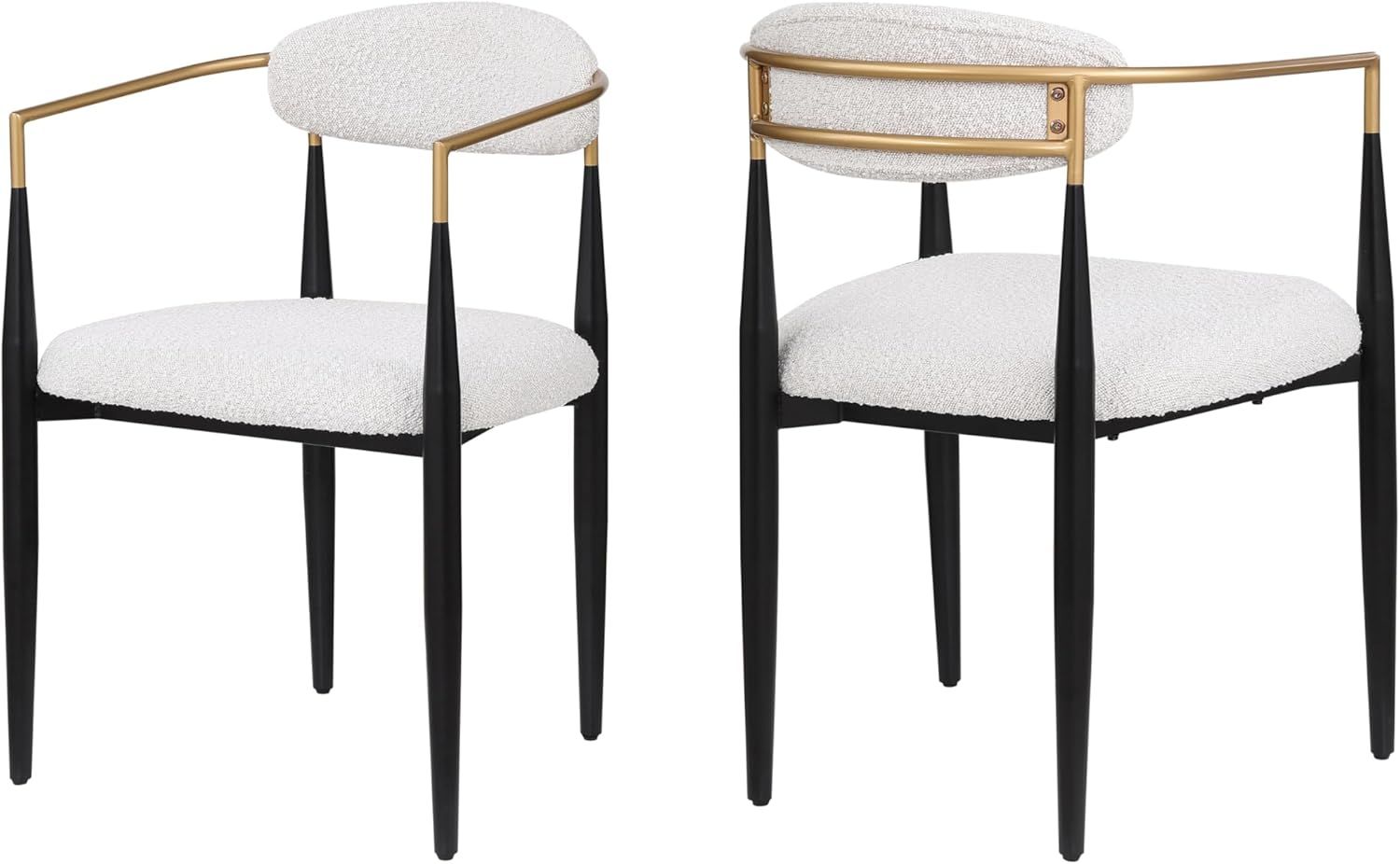 Modern Black and Gold Upholstered Arm Chair with Metal Frame