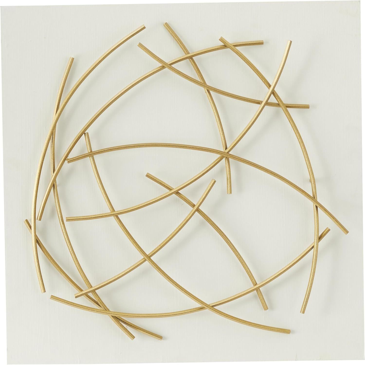 White and Gold Abstract Metal Wall Sculpture with Overlapping Lines