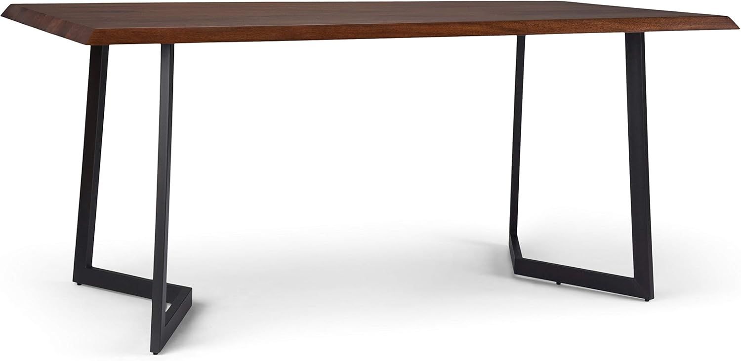 Watkins 72" Dark Brown Mango Wood Industrial Dining Table