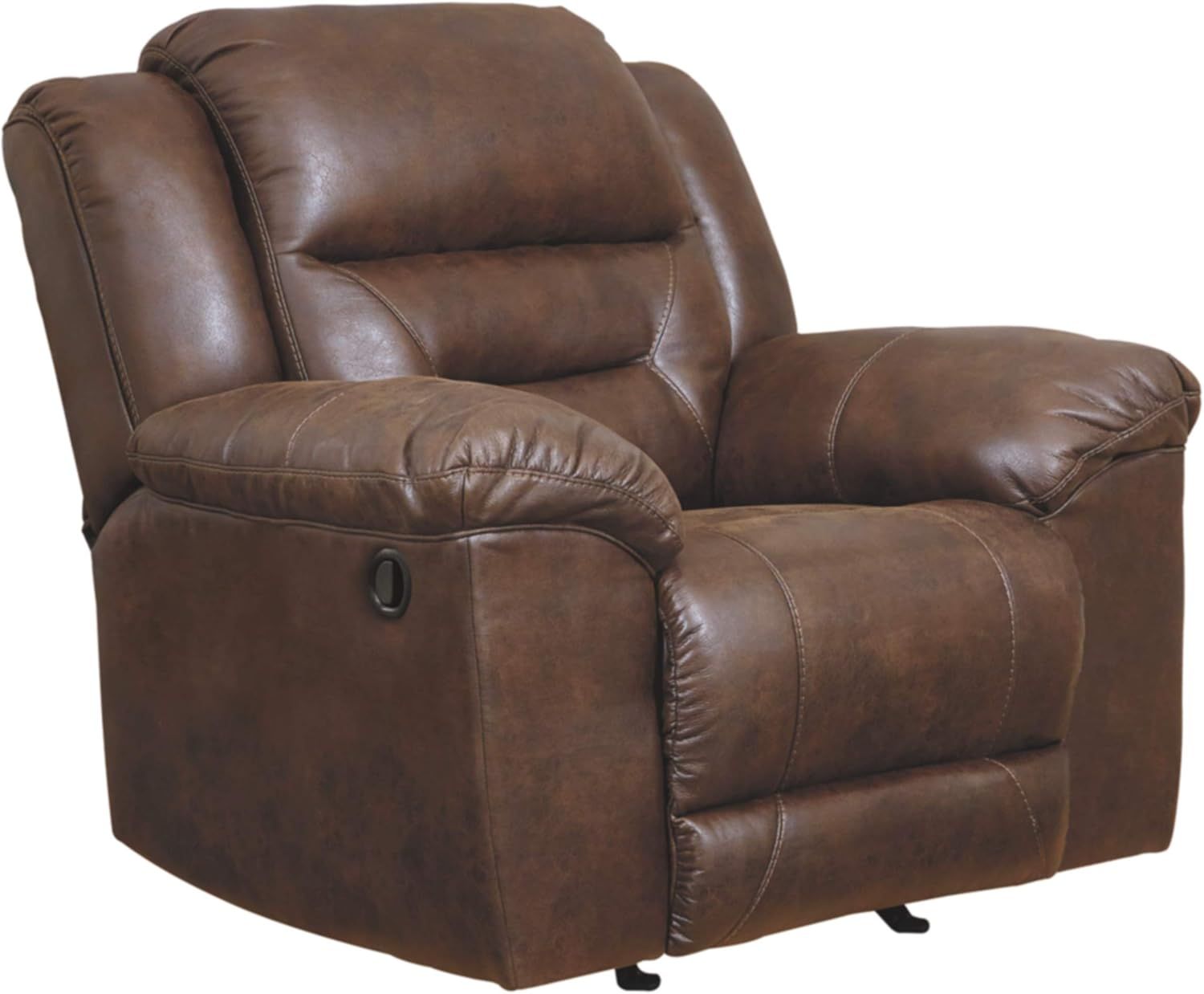 Chocolate Faux Leather Recliner with Metal Frame