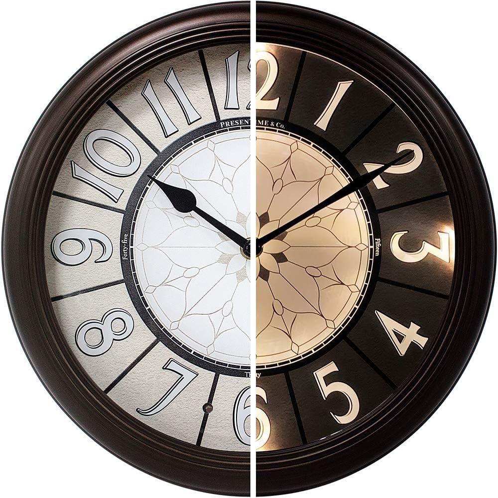 12.6" Oil Rubbed Bronze LED Wall Clock with Smart Sensor