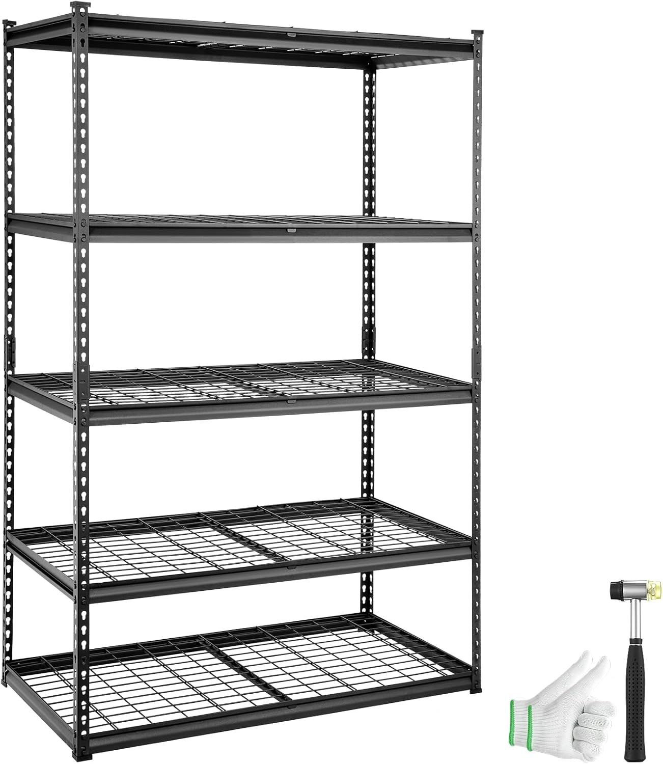 VEVOR 5-Tier Black Metal Adjustable Heavy Duty Storage Shelving Unit