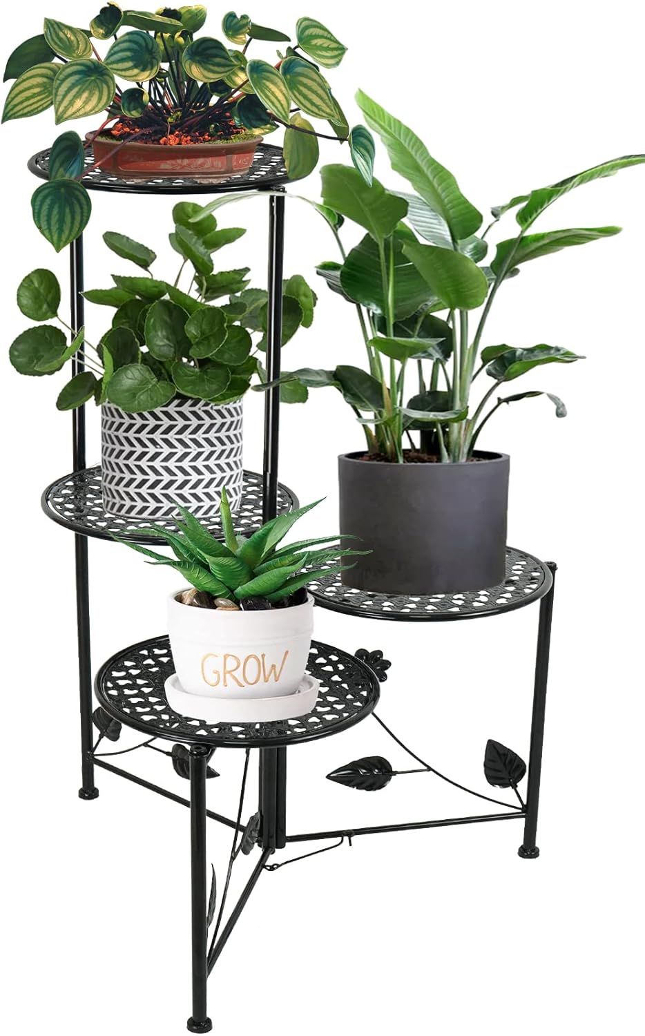 Black 30" Tall 3-Tier Wrought Iron Plant Stand