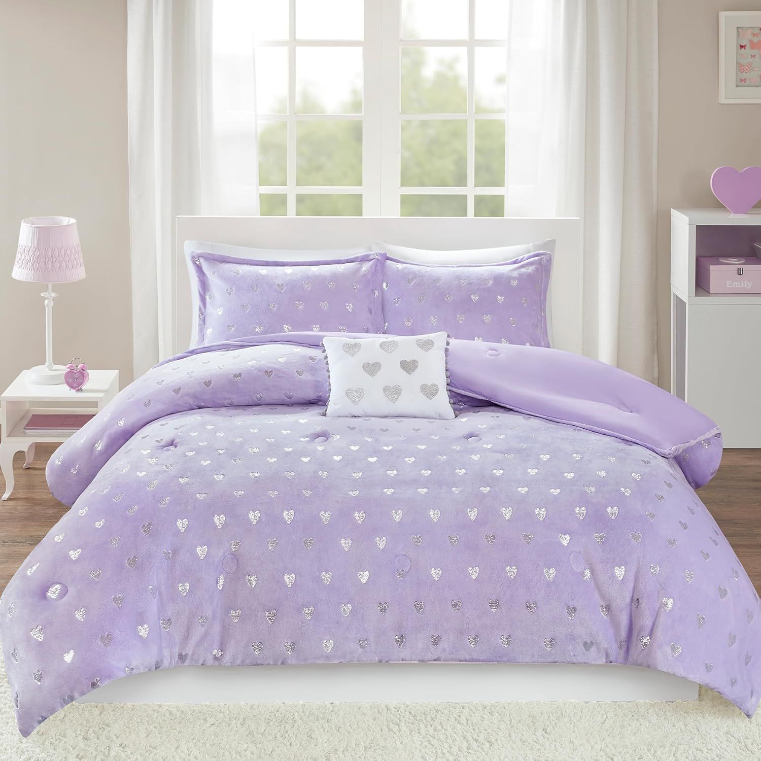 Twin Purple and Silver Microfiber Comforter Set