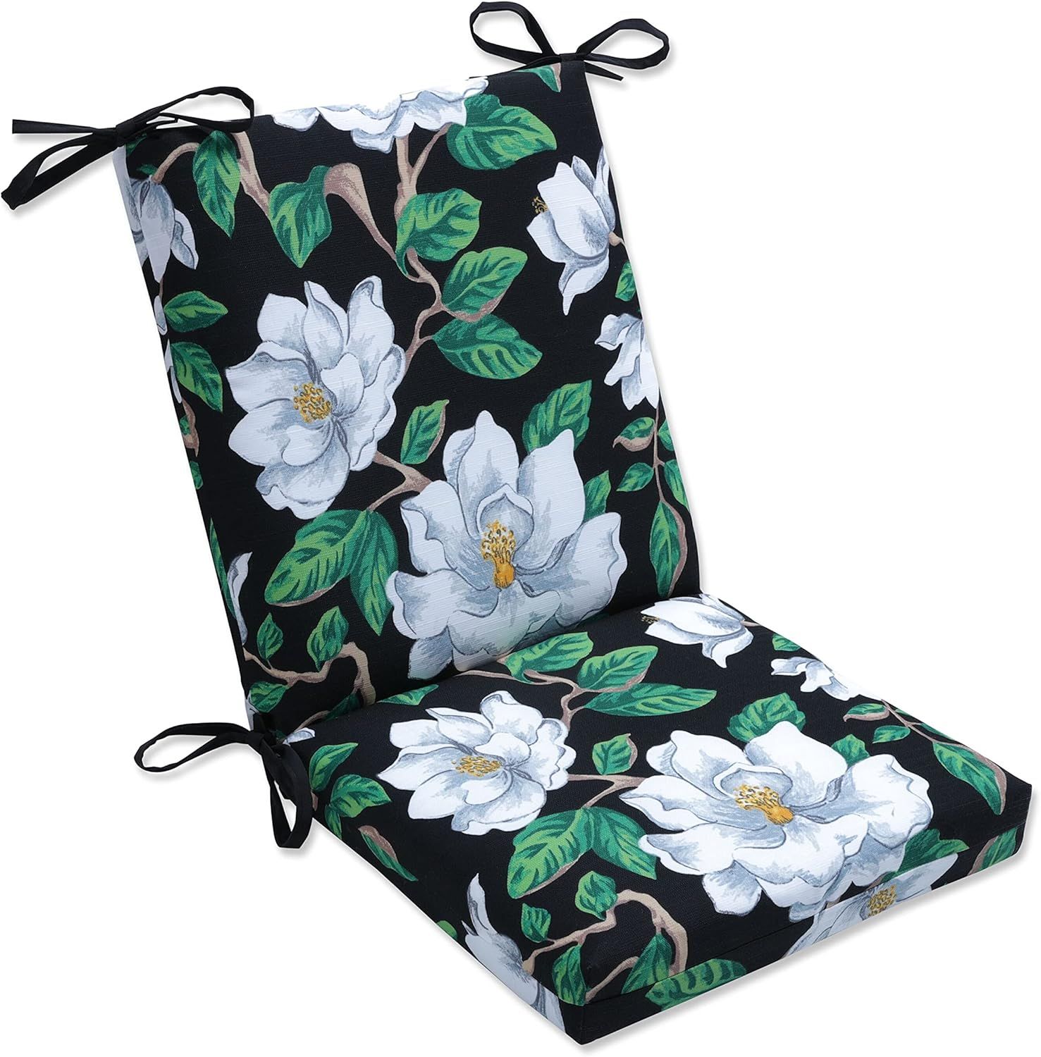 Magnolia Black and White Floral Outdoor Chair Cushion