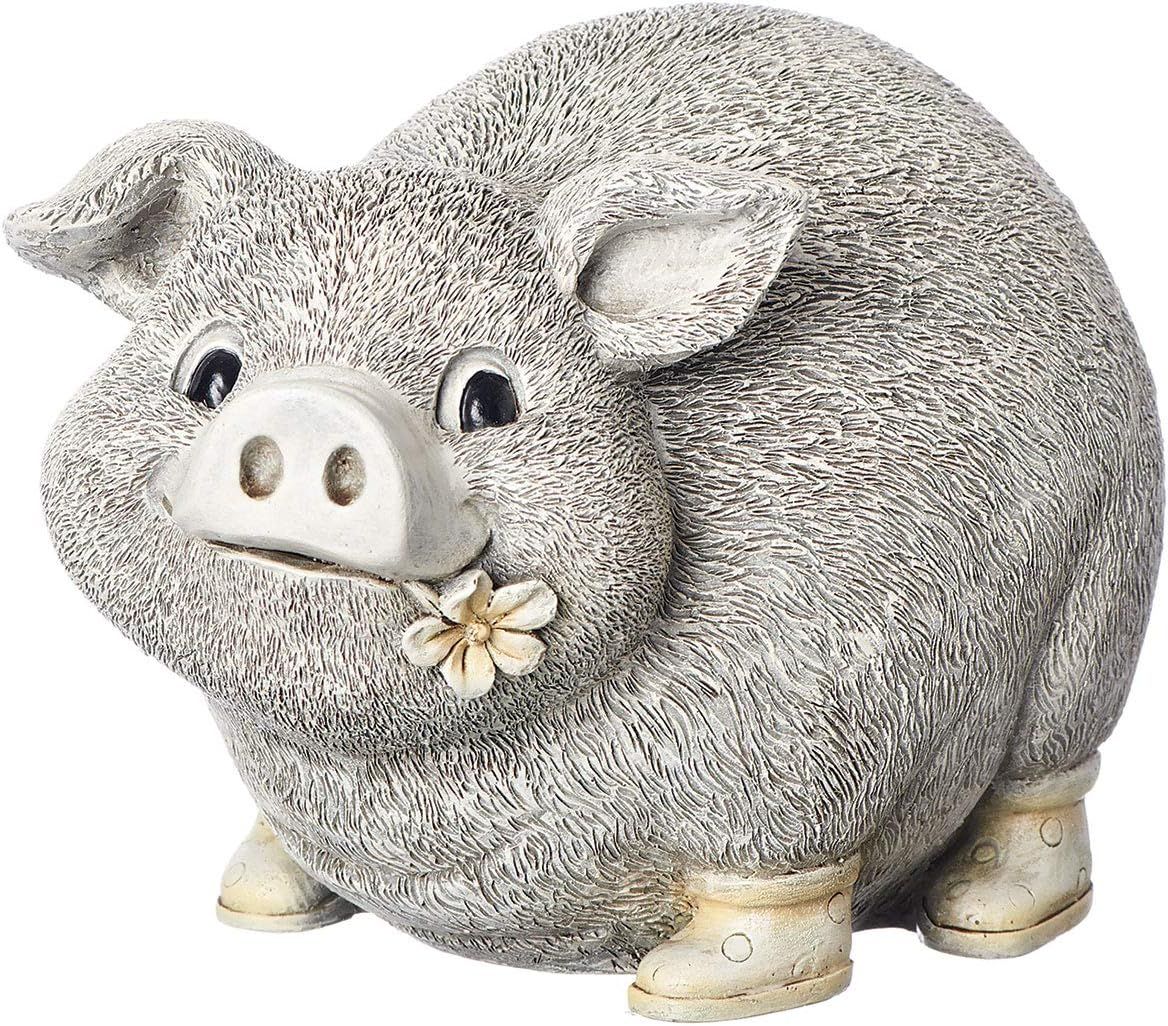 Adorable Pig Garden Statue with Yellow Rain Boots